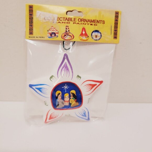 Christmas ORNAMENT NATIVITY Star Shaped figural Mini Hand Painted Peru - Picture 2 of 4